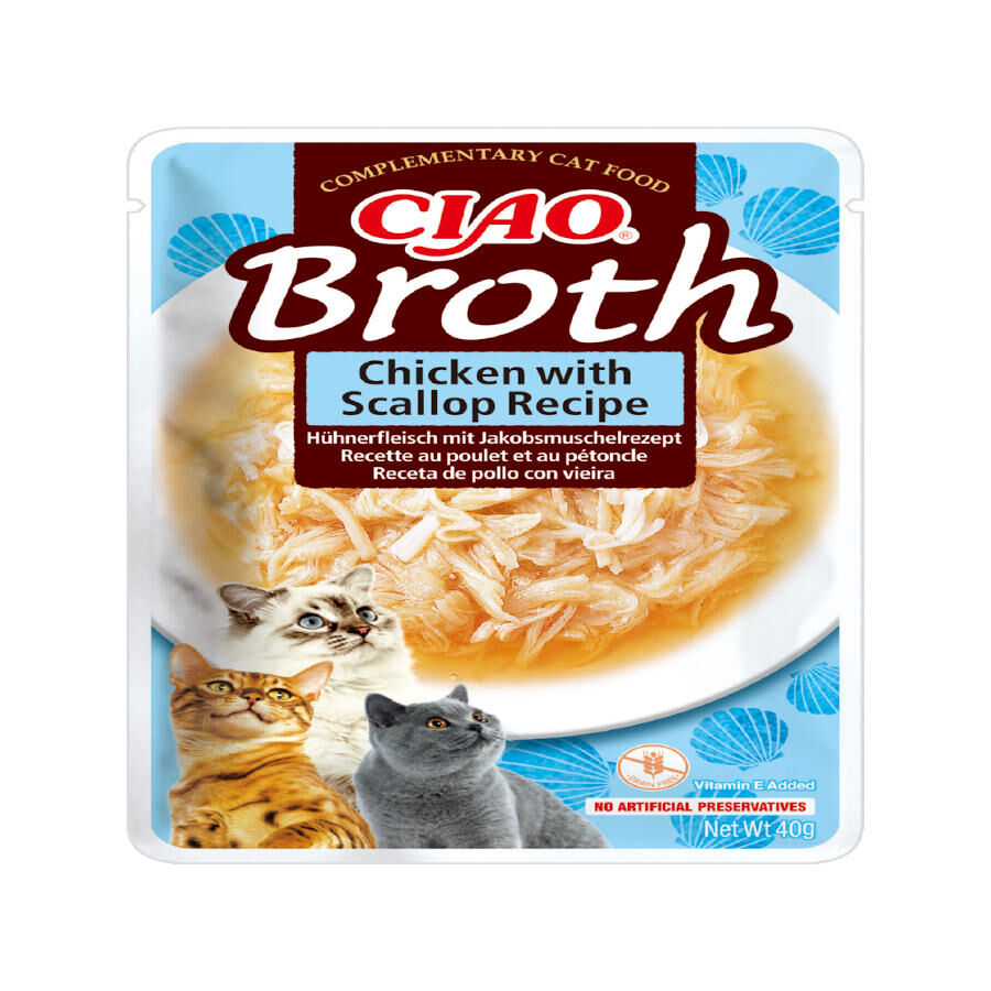 Churu Broth Sopa de Frango com Vieiras saquetas para gatos – Multipack 12, , large image number null